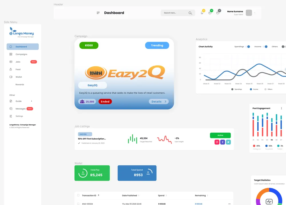 Longa Money App: Financial services app design