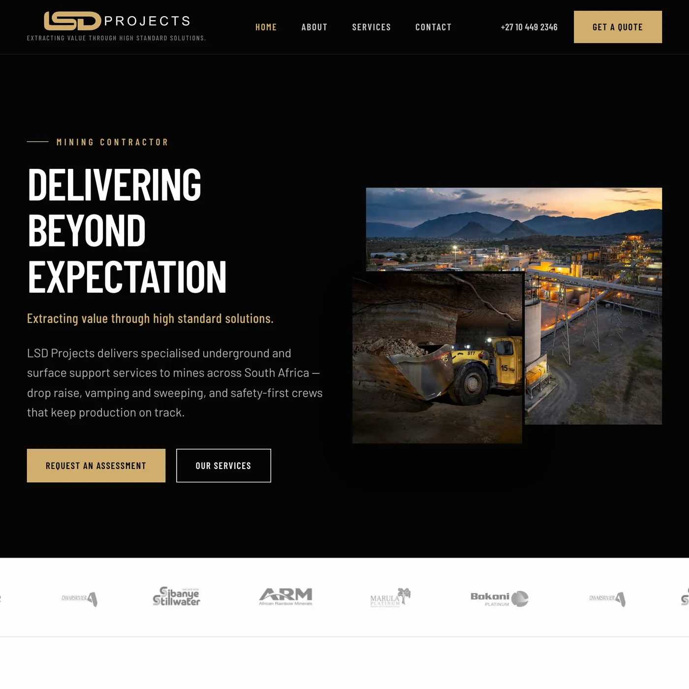 LSD Projects website, shown at tablet width